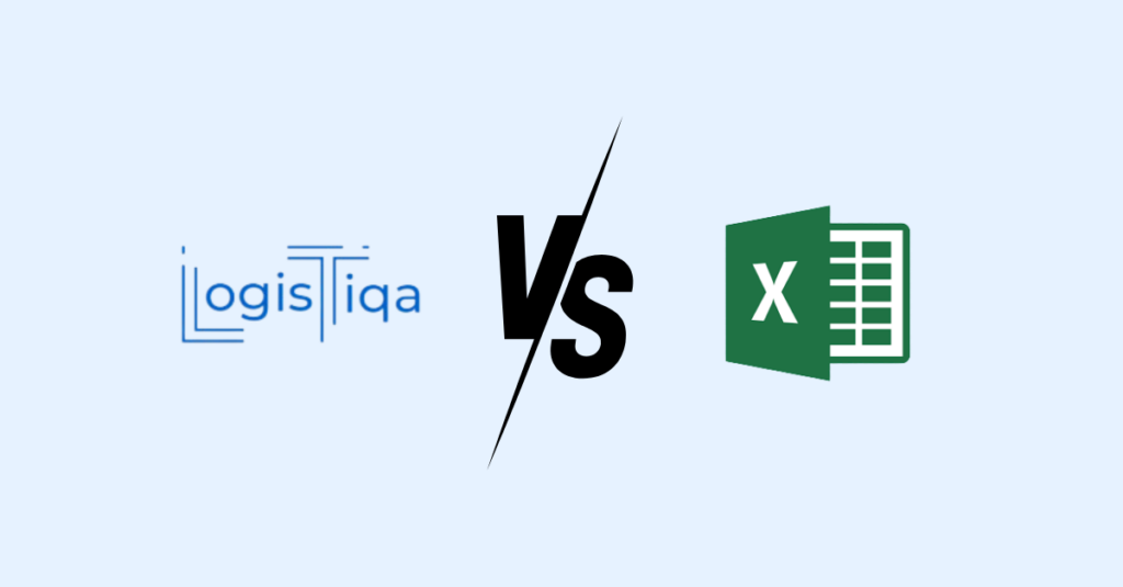 Comparison of Excel spreadsheet and LogisTiqa inventory management dashboard for business stock control