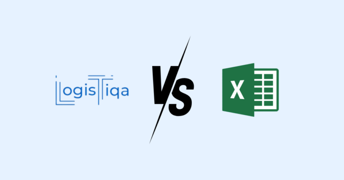 Comparison of Excel spreadsheet and LogisTiqa inventory management dashboard for business stock control