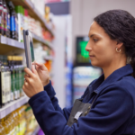 Barcode label on retail product packaging compliant with GS1 standards